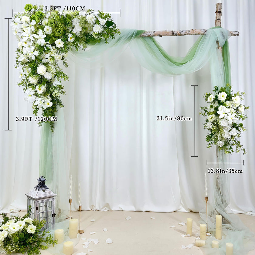USA Local Stock---Wedding arch decoration with white roses and eucalyptus leaves（Free matching curtains ）
