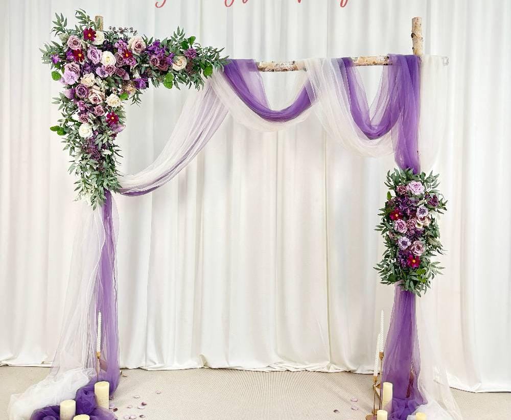 USA Local Stock---Wedding Arch Decoration with pink purple and white roses （Free matching curtains ）