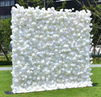 US Seller---5D White Rose Flower Wall 8*8ft - Flower Wall Rolling Up Curtain Wall, Fabric Flower Wall, Wedding Party Photo Backdrop