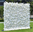 US Seller---5D White Rose Flower Wall 8*8ft - Flower Wall Rolling Up Curtain Wall, Fabric Flower Wall, Wedding Party Photo Backdrop