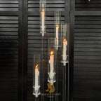 47'' - Clear Acrylic Tall Candle Holder with Crystal Glass Hurricane Tube, Suitable for Real Candles,wedding candlestick table centerpiece