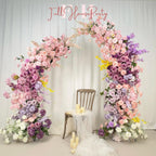 US Seller----Wedding Archway with Baby Pink & Purple Roses – Artificial Floral Arrangement for Wedding Pillars Event Backdrop Decoration