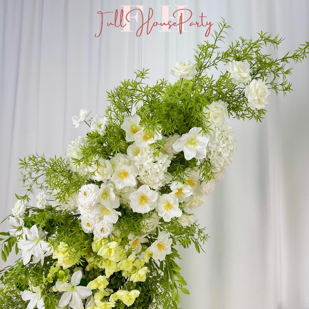 White Floral & Greenery Arch: Wedding Flower Arrangement (6ft + 7ft)