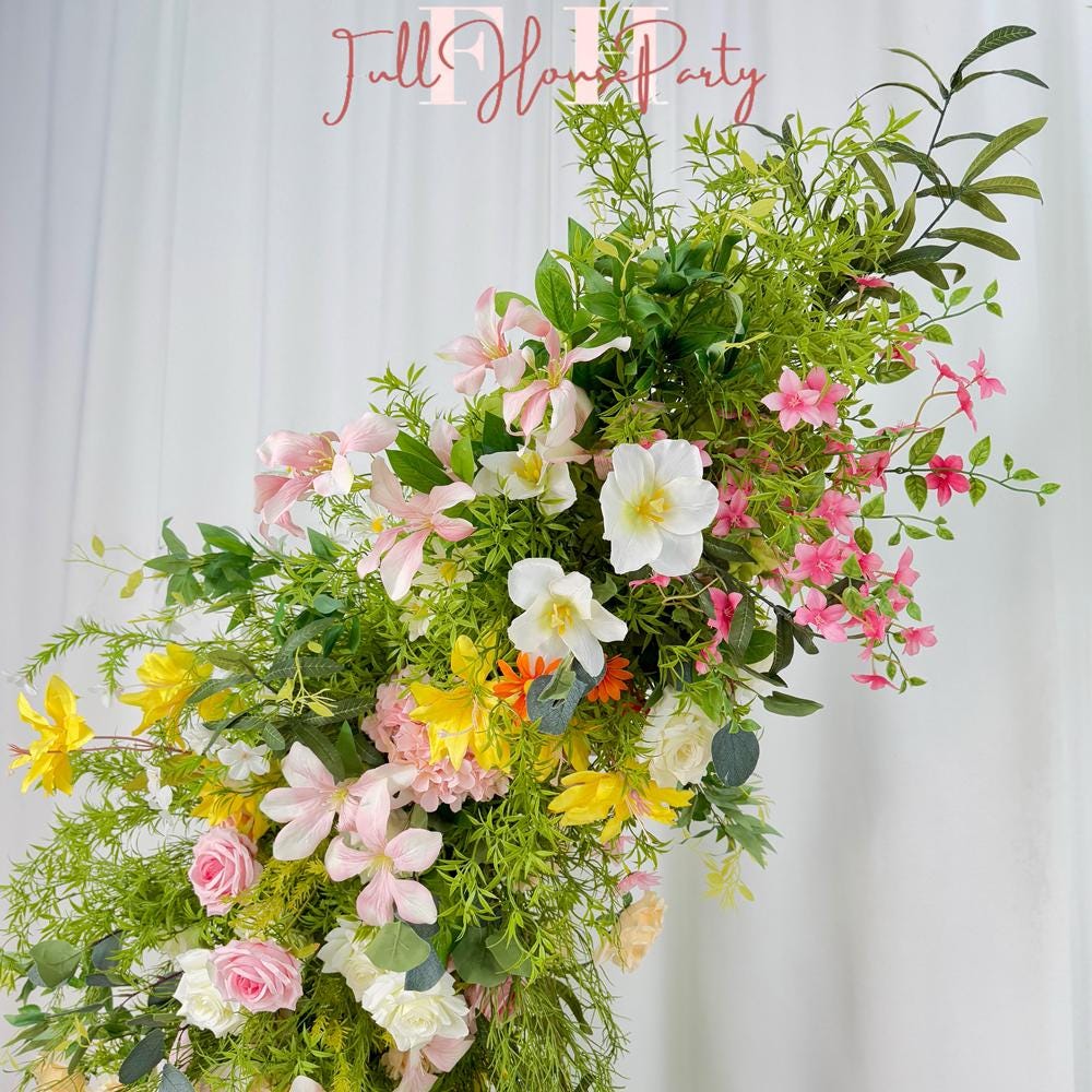 Wildflower Wedding Arch: Artificial Rose & Hydrangea Floral Arrangement