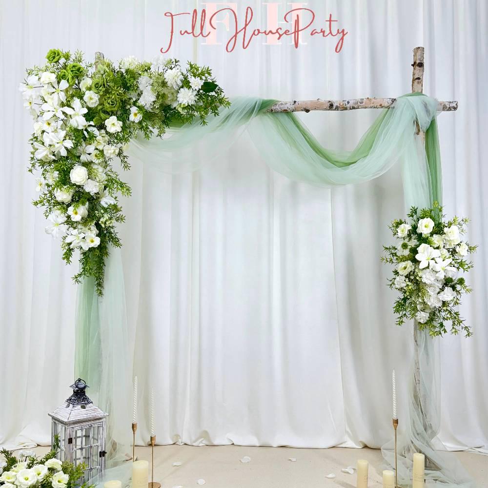 USA Local Stock---Wedding arch decoration with white roses and eucalyptus leaves（Free matching curtains ）