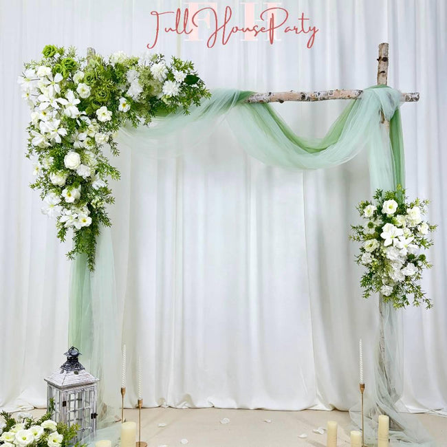 USA Local Stock---Wedding arch decoration with white roses and eucalyptus leaves（Free matching curtains ）