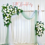 USA Local Stock---Wedding arch decoration with white roses and eucalyptus leaves（Free matching curtains ）