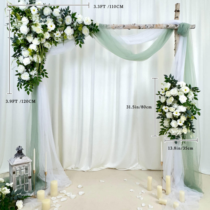 USA Local Stock---Wedding arch decoration with white roses and eucalyptus leaves（Free matching curtains ）
