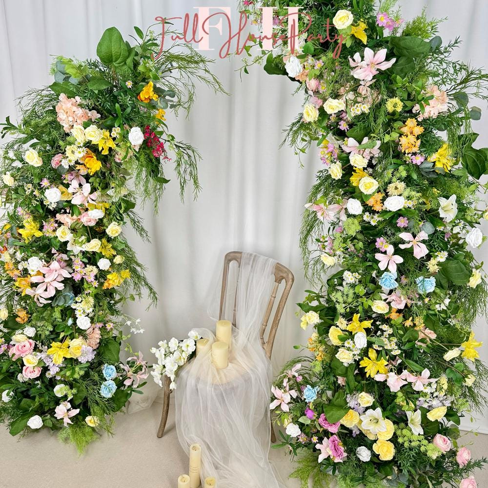 U.S. Local Stock – Spring-Inspired Flower Arches For Weddings, DIY Floral Row Arrangement, Flower Wedding Arch for Event Backdrop Decoration