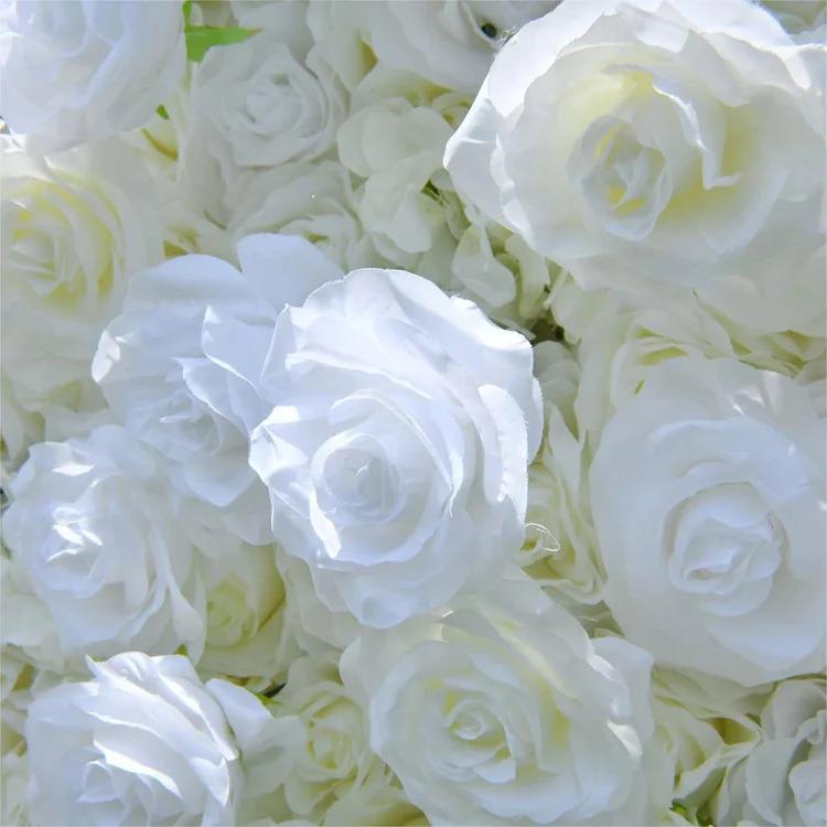 US Stock | Ships from USA |White Rose Flower Wall 8x8ft, Rolling Fabric Flower Wall Backdrop, Wedding Party Photo Booth Decor
