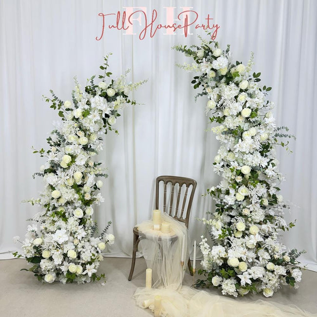Wedding Arch Flower Artificial Ivory Rose  Archway,Flower Row Arrangement Marriage Wedding PillarFlower,Wedding Flower Party Event backdrop
