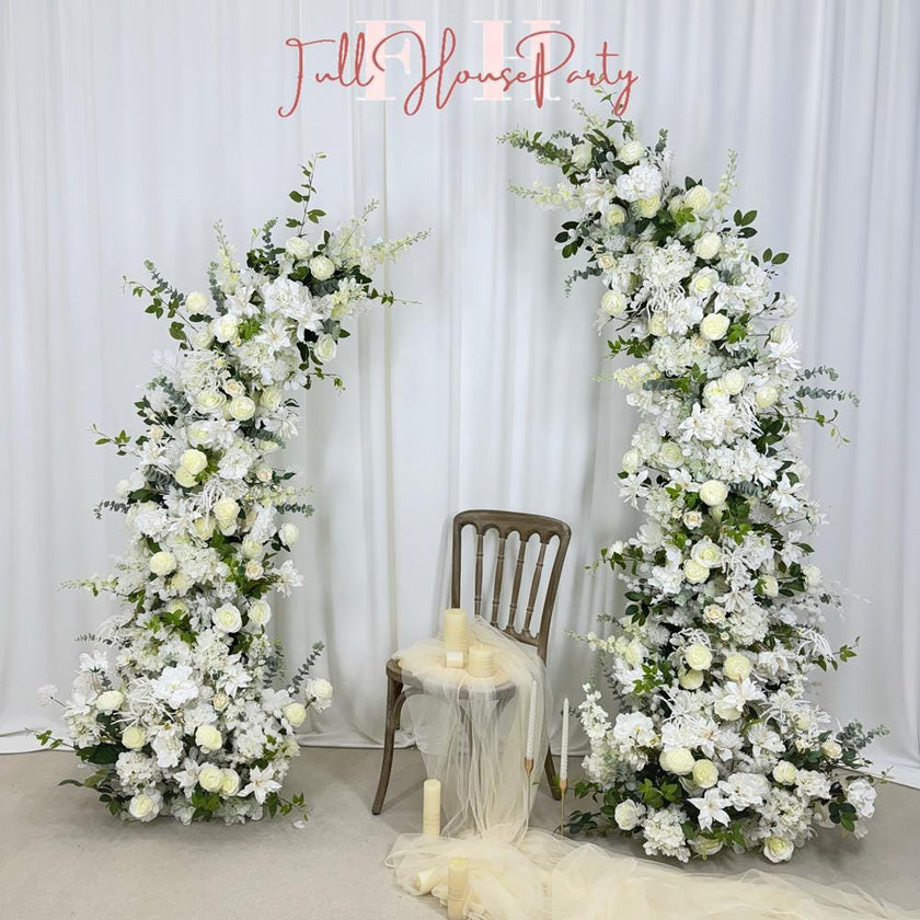 Wedding Arch Flower Artificial Ivory Rose  Archway,Flower Row Arrangement Marriage Wedding PillarFlower,Wedding Flower Party Event backdrop