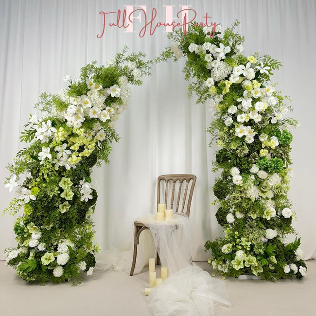 White Floral & Greenery Arch: Wedding Flower Arrangement (6ft + 7ft)