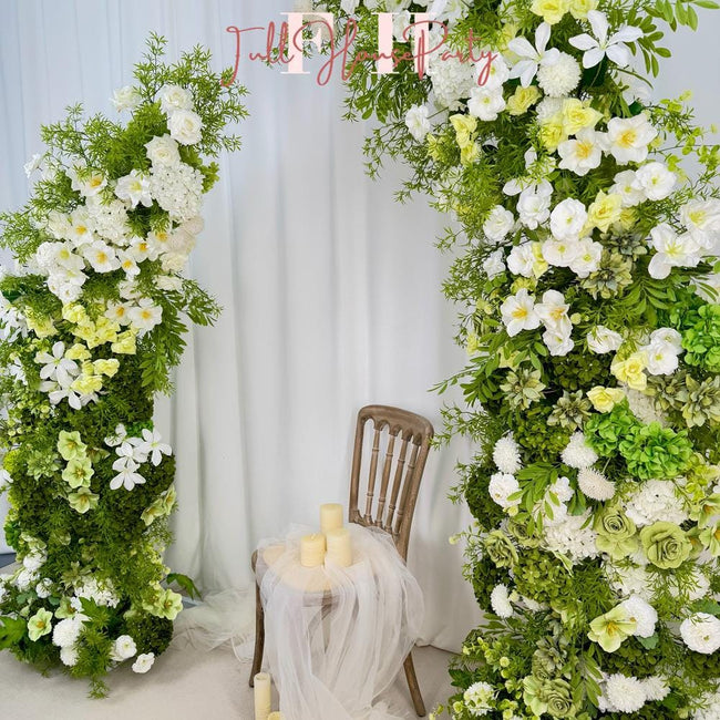 White Floral & Greenery Arch: Wedding Flower Arrangement (6ft + 7ft)