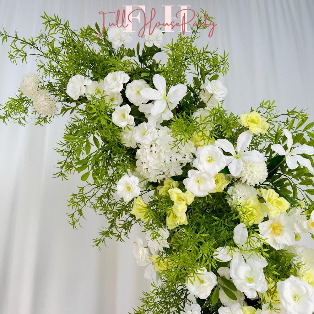 White Floral & Greenery Arch: Wedding Flower Arrangement (6ft + 7ft)