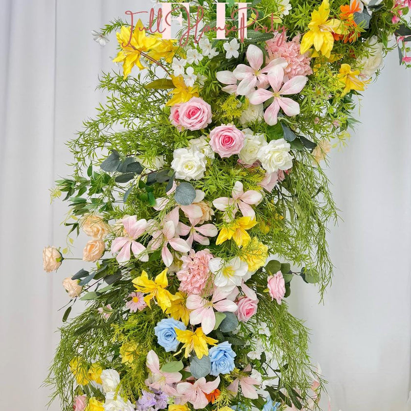 Wildflower Wedding Arch: Artificial Rose & Hydrangea Floral Arrangement