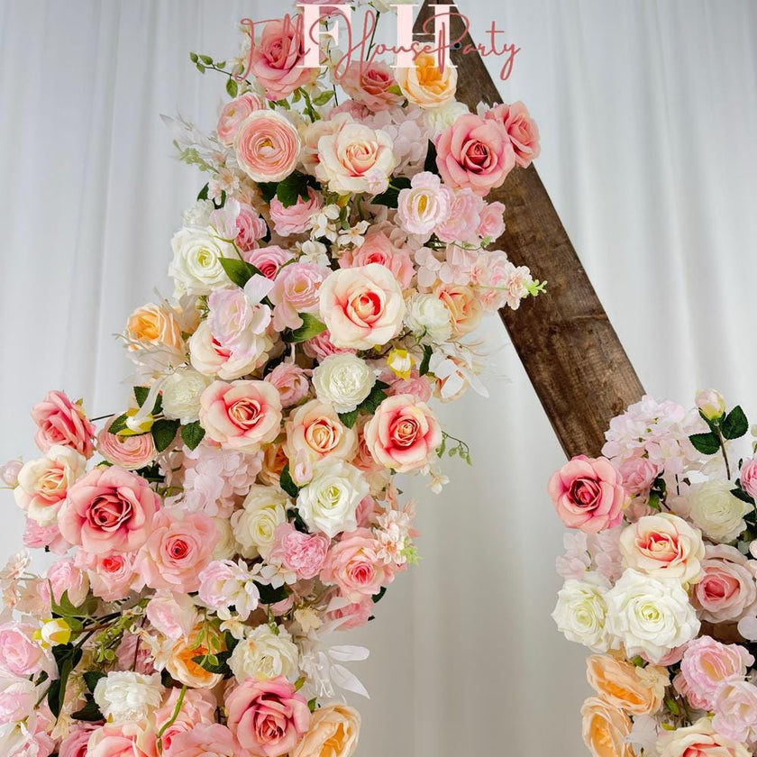 US Seller | Blush Pink Rose Wedding Arch Flowers, Artificial Floral Runner, Table Centerpiece & Flower Row Décor for Parties  Events