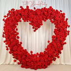 US Seller-(7.2 ft × 7.2 ft)-5D Luxury Red Heart-Shaped Floral Arch– Romantic Wedding Backdrop, Proposal Decoration, Engagement Event Display