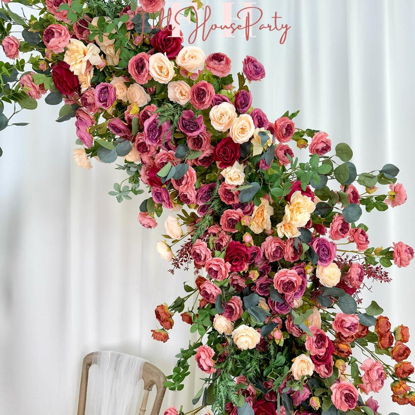 US Seller---Wedding Arch Retro Style Artificial Flowers –Rustic Floral Row Arrangement for Wedding Pillars