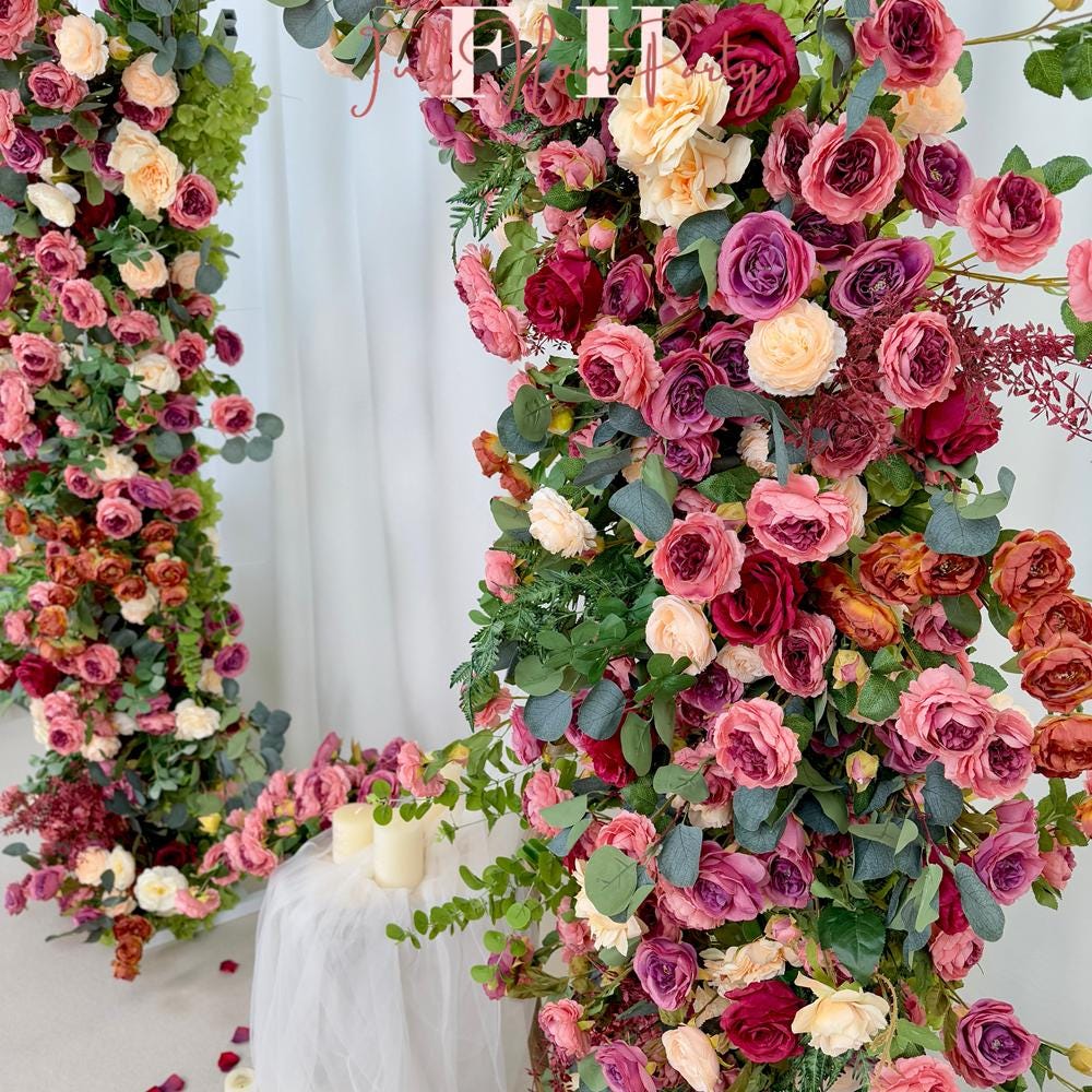 US Seller---Wedding Arch Retro Style Artificial Flowers –Rustic Floral Row Arrangement for Wedding Pillars
