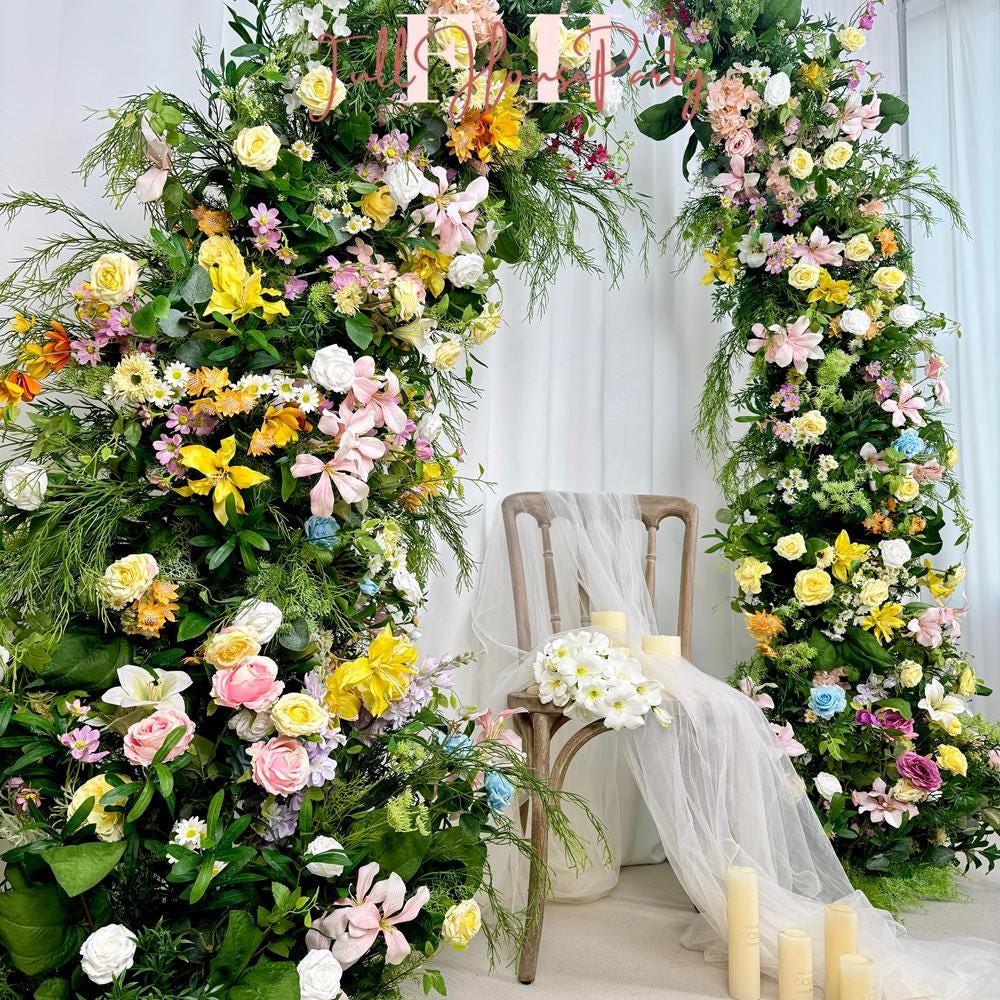 U.S. Local Stock – Spring-Inspired Flower Arches For Weddings, DIY Floral Row Arrangement, Flower Wedding Arch for Event Backdrop Decoration
