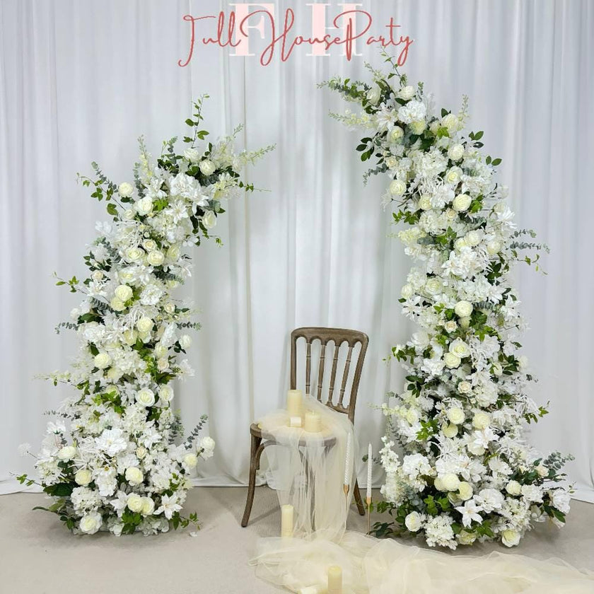 Wedding Arch Flower Artificial Ivory Rose  Archway,Flower Row Arrangement Marriage Wedding PillarFlower,Wedding Flower Party Event backdrop