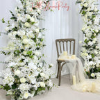 Wedding Arch Flower Artificial Ivory Rose  Archway,Flower Row Arrangement Marriage Wedding PillarFlower,Wedding Flower Party Event backdrop