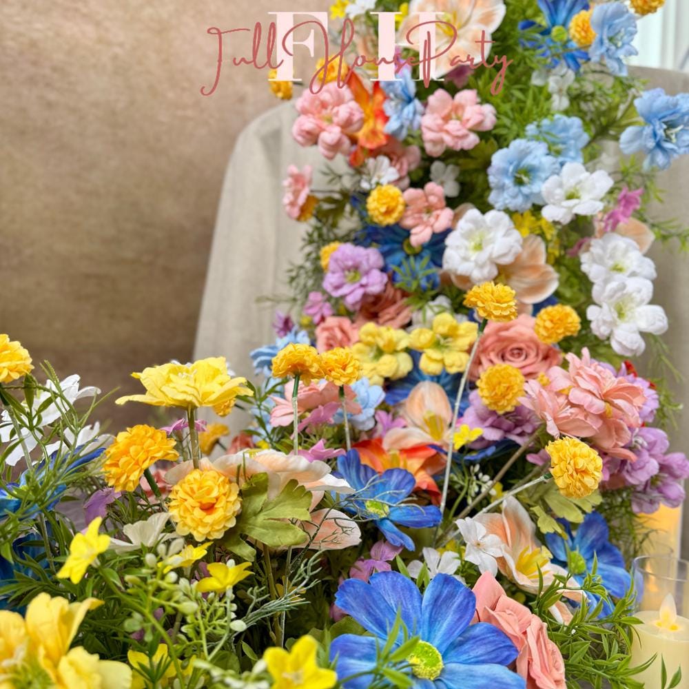 US Seller----Wildflower-Inspired Spring Wedding Artificial Floral, Table Flower Runner, Rustic Flower Row ,Flower Row for Wedding Aisle