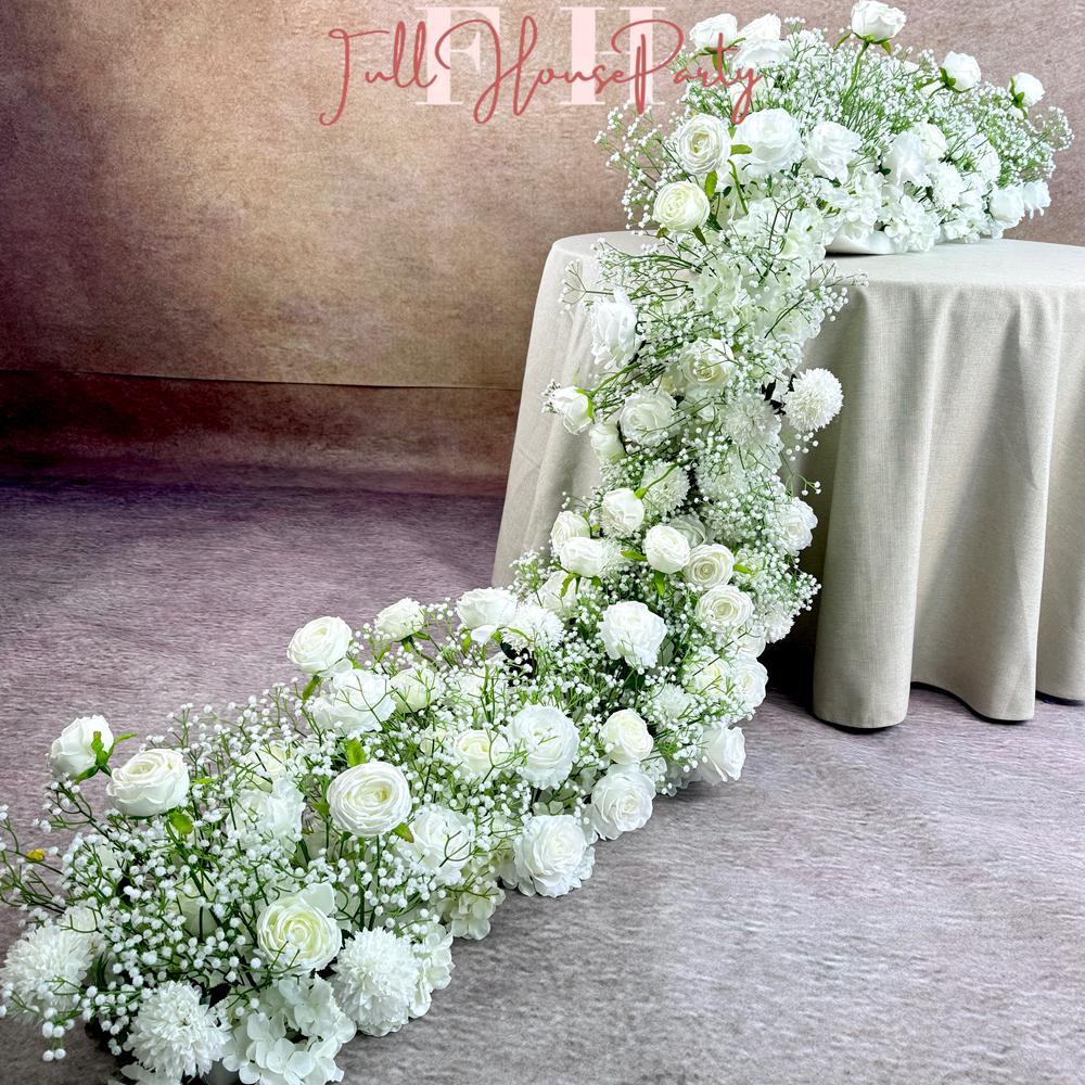 US Seller --Baby's Breath Garland for Wedding Arch, Table Flower Runner, Wedding Centerpiece Table Runner, Flower Row for Wedding Aisle