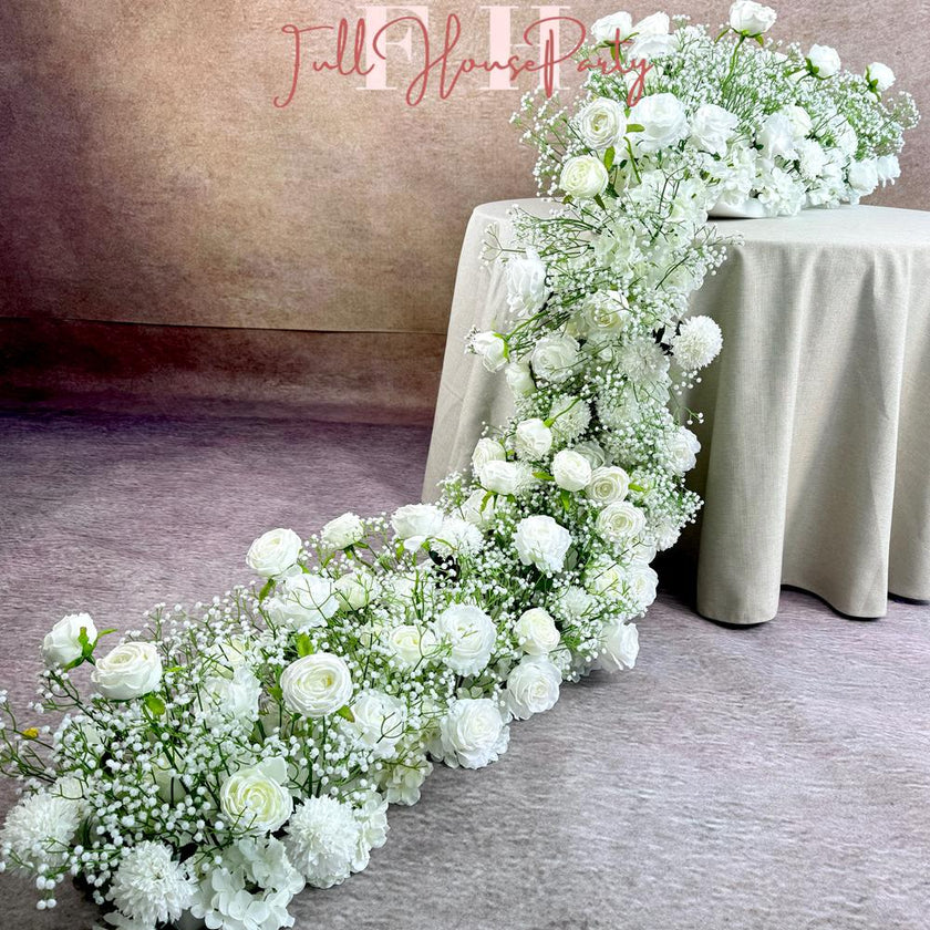 US Seller --Baby's Breath Garland for Wedding Arch, Table Flower Runner, Wedding Centerpiece Table Runner, Flower Row for Wedding Aisle