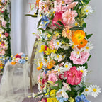 Wildflower Wedding Table Runner: Rustic Floral Arrangement