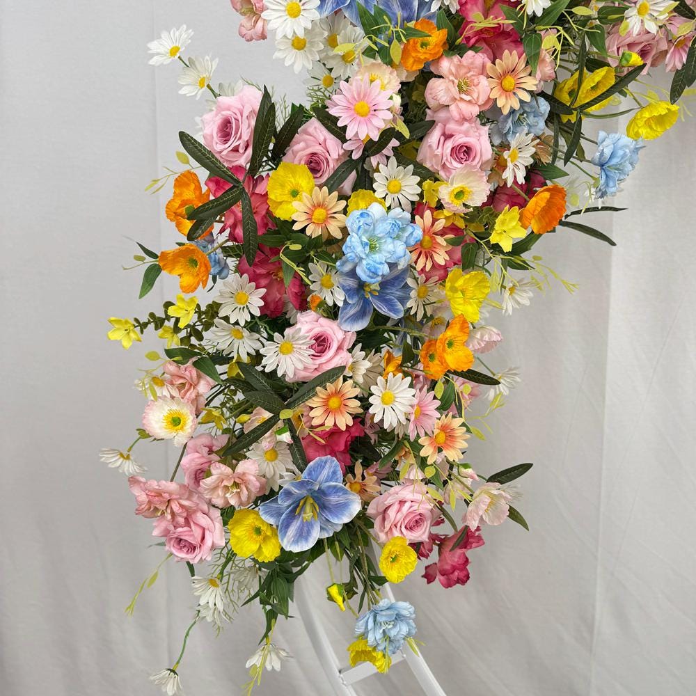 US Seller ---Wildflower-Inspired Spring Wedding Artificial Floral, Table Flower Runner, Rustic Flower Row Arrangement,Party Stage and  Décor