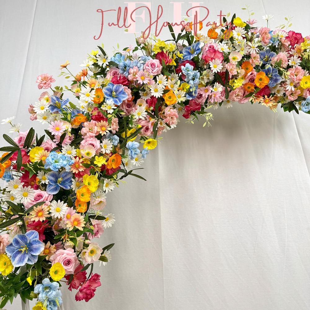US Seller Wildflower-Inspired Spring Wedding Artificial Floral, Table Flower Runner, Rustic Flower Row Arrangement,Party Stage and Décor