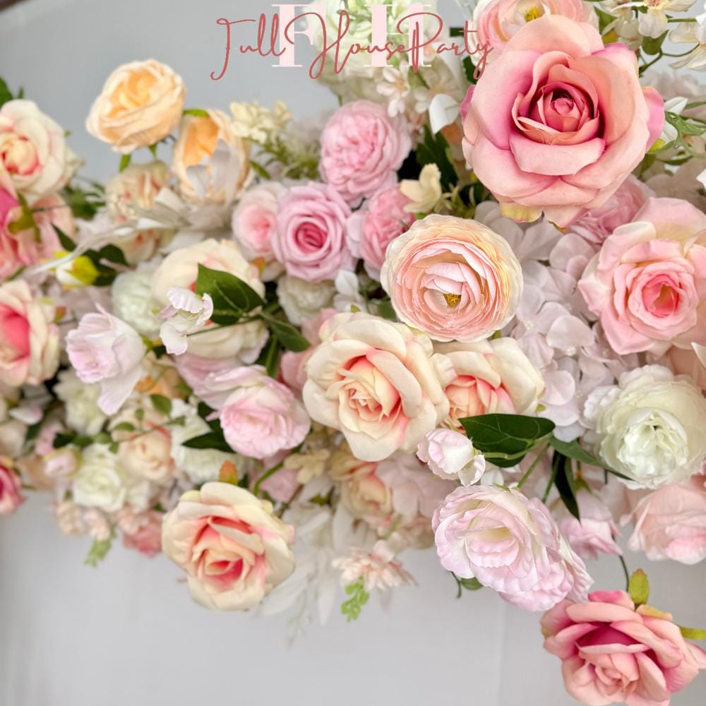 Blush Pink Rose & Wildflower Garland: Wedding Table Centerpiece