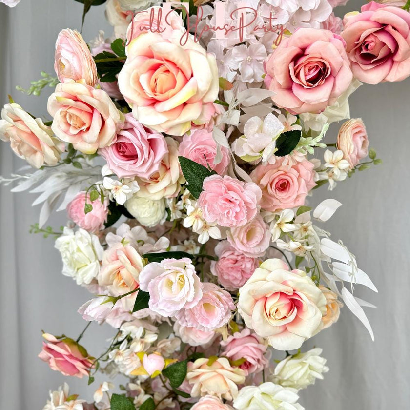 Blush Pink Rose & Wildflower Garland: Wedding Table Centerpiece