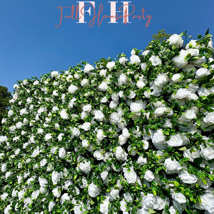 US seller--Greenery and Roses Flower Wall 8*8ft  - Flower Wall Rolling Up Curtain Wall, Fabric Flower Wall, Wedding Party Photo Backdrop