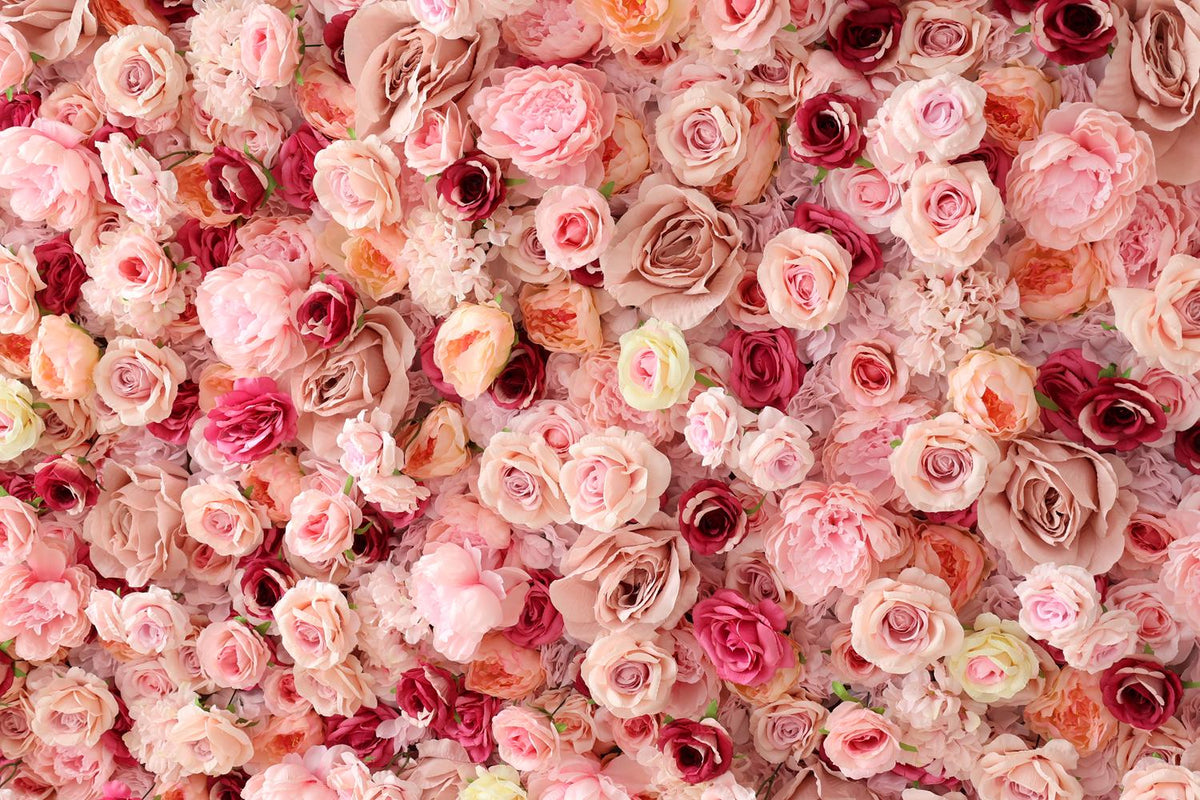 US Stock | Ships from USA | 5D Pink Roses Flower Wall 8x8ft, Rolling Up Curtain Fabric Backdrop, Artificial Flower Wall for Wedding Decor