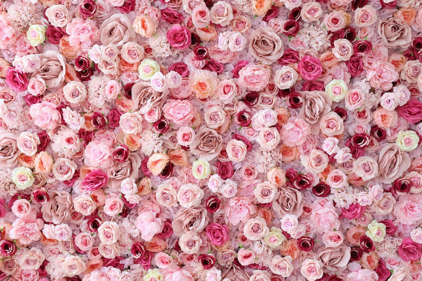 US Seller-5D pink Roses Flower Wall8*8ft - Flower Wall Rolling Up Curtain Wall, flower Fabric Backdrop，Artificial rolling up curtain flower
