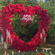 US Seller-(7.2 ft × 7.2 ft)-5D Luxury Red Heart-Shaped Floral Arch– Romantic Wedding Backdrop, Proposal Decoration, Engagement Event Display