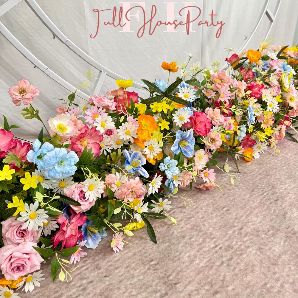 US Seller ---Wildflower-Inspired Spring Wedding Artificial Floral, Table Flower Runner, Rustic Flower Row Arrangement,Party Stage and  Décor