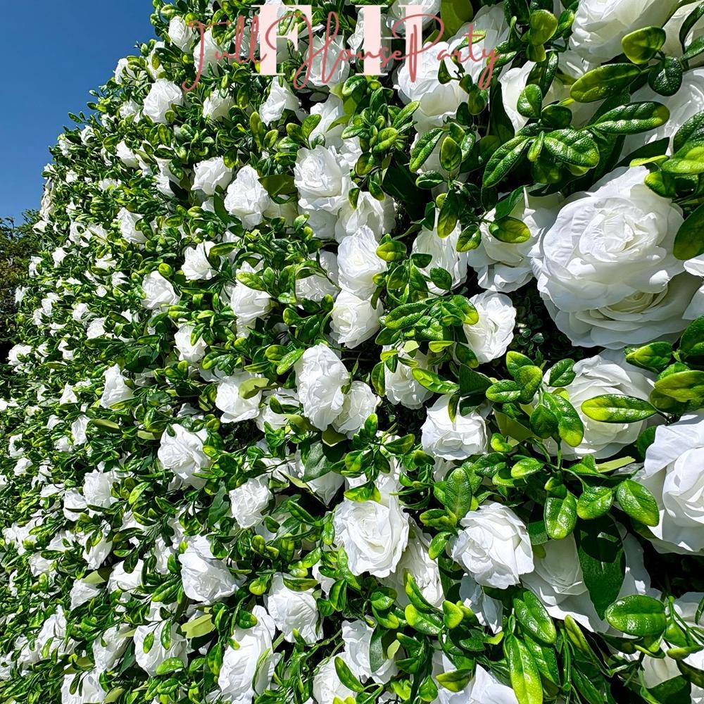 US seller--Greenery and Roses Flower Wall 8*8ft  - Flower Wall Rolling Up Curtain Wall, Fabric Flower Wall, Wedding Party Photo Backdrop