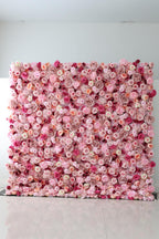 US Seller-5D pink Roses Flower Wall8*8ft - Flower Wall Rolling Up Curtain Wall, flower Fabric Backdrop，Artificial rolling up curtain flower