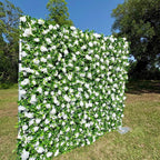 US seller--Greenery and Roses Flower Wall 8*8ft  - Flower Wall Rolling Up Curtain Wall, Fabric Flower Wall, Wedding Party Photo Backdrop