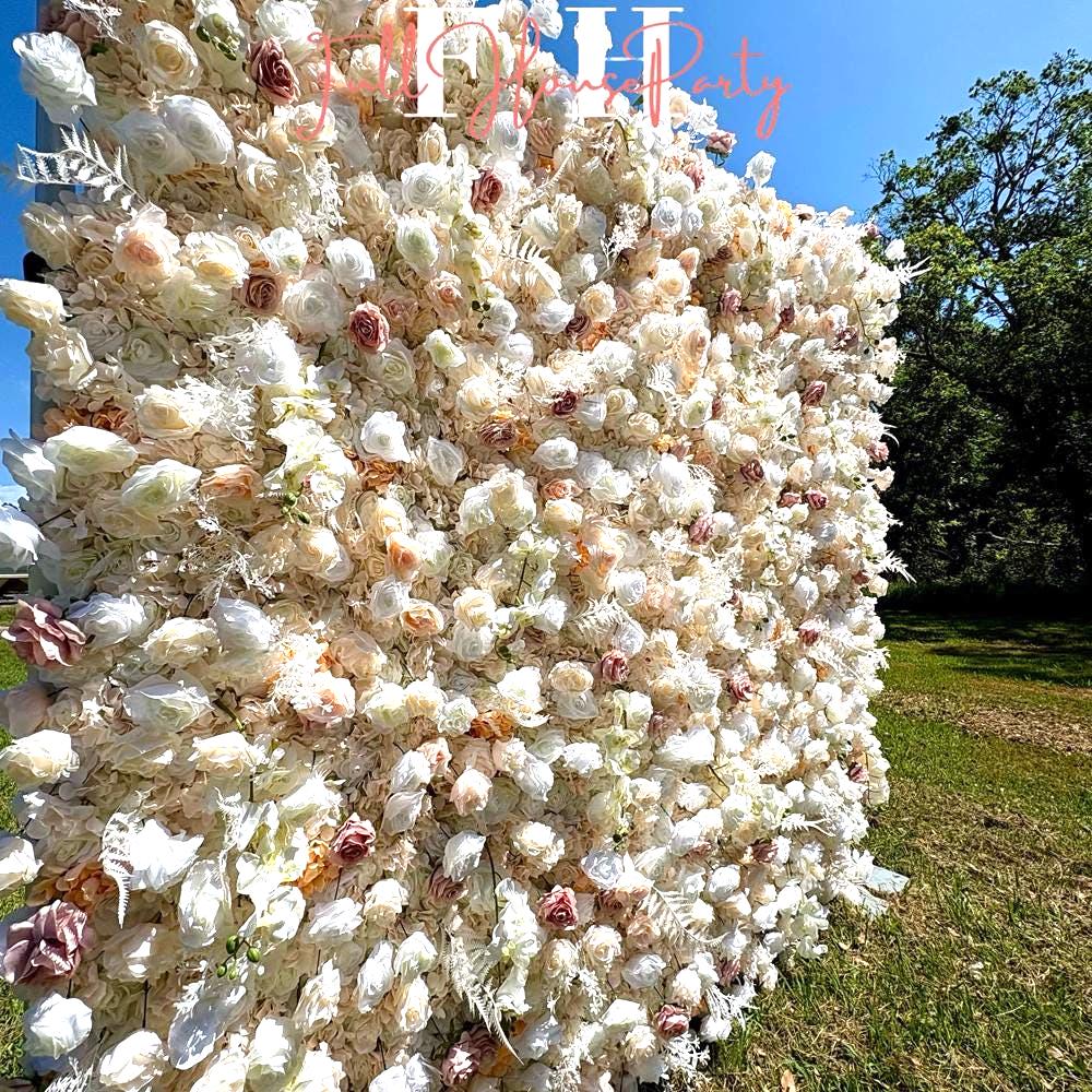 US seller---Blush Pink and White -5DFabric Backdrop Flower Wall, Wedding Party Photo Background, Wedding Decoration, Easy  Quick Assembly