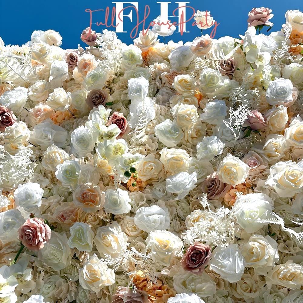 50% Off | Ships from Houston| Blush Pink & White 5D Fabric Flower Wall Backdrop, Wedding Photo Background, Easy  Quick Assembly Decor