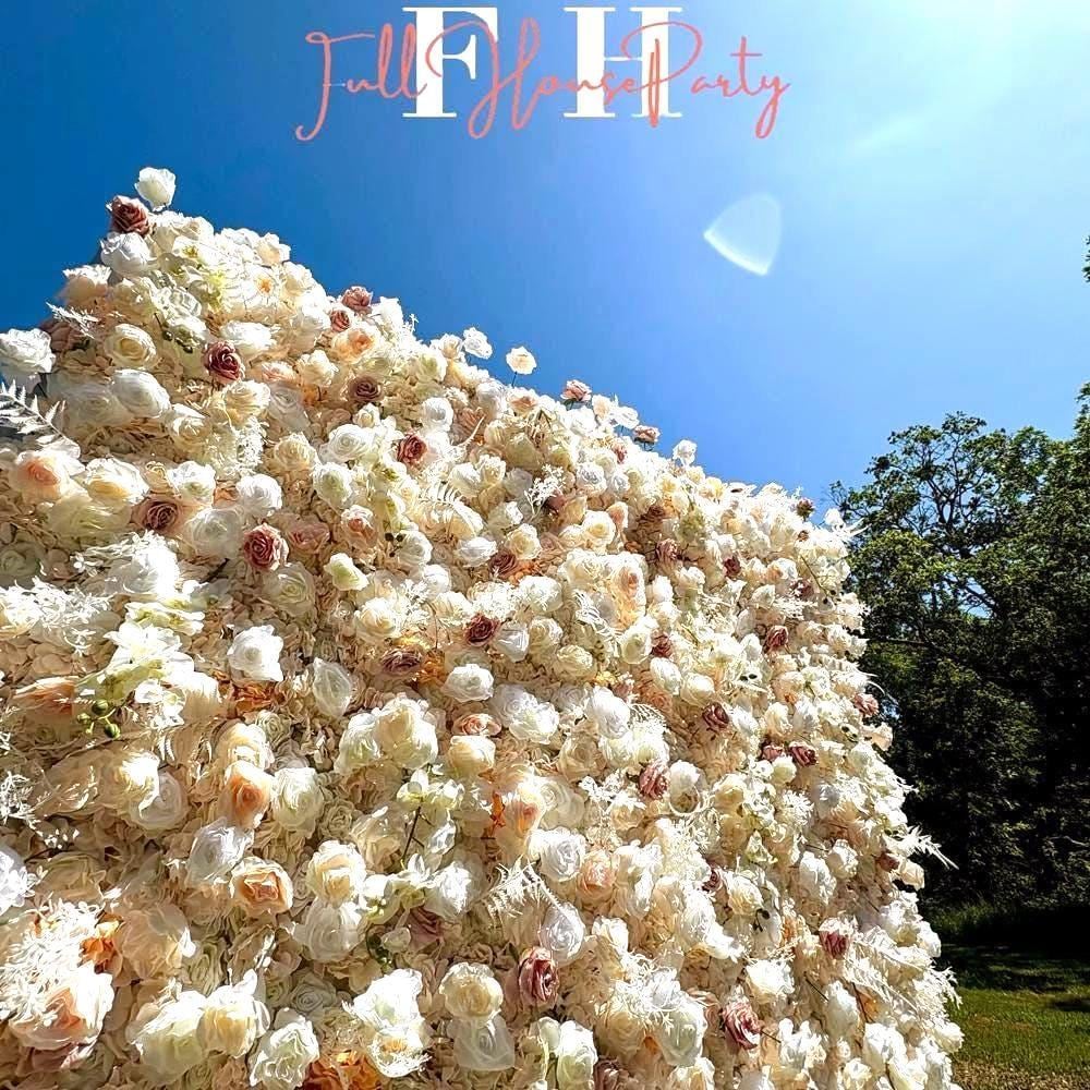 50% Off | Ships from Houston| Blush Pink & White 5D Fabric Flower Wall Backdrop, Wedding Photo Background, Easy  Quick Assembly Decor