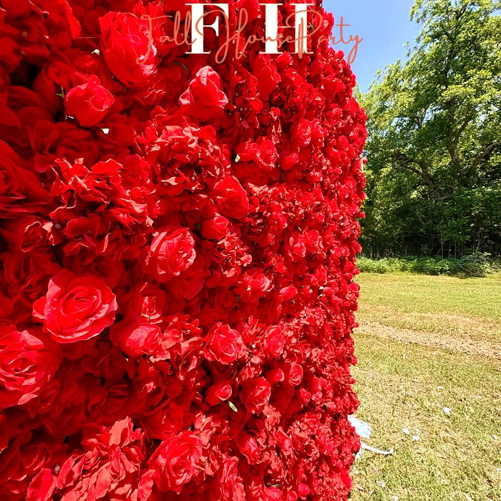 Ships from USA |3D Rose Flower Wall 8*8ft - Flower Wall Rolling Up Curtain Wall, Fabric Flower Wall, Wedding Party Photo Backdrop