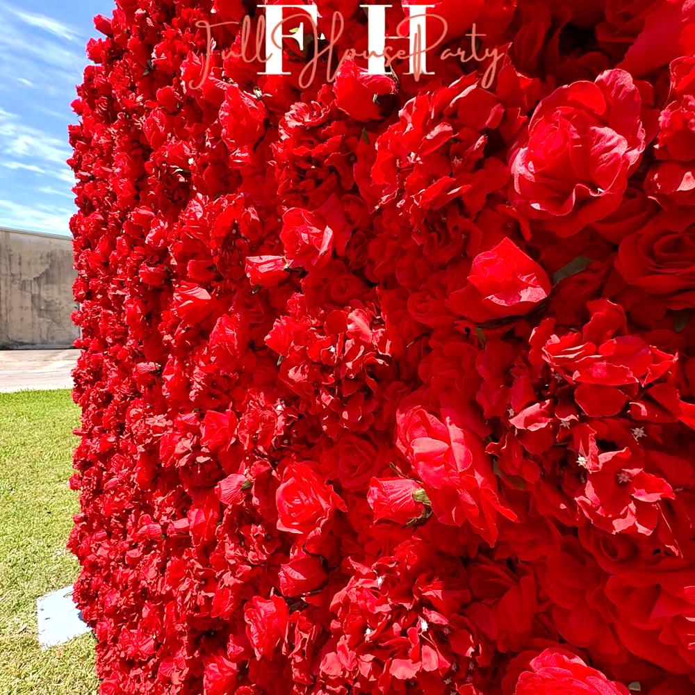 Ships from USA |3D Rose Flower Wall 8*8ft - Flower Wall Rolling Up Curtain Wall, Fabric Flower Wall, Wedding Party Photo Backdrop