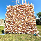 US seller---5D Light Brown Rose Flower Wall   - Flower Wall Rolling Up Curtain Wall, Fabric Flower Wall, Wedding Party Photo Backdrop