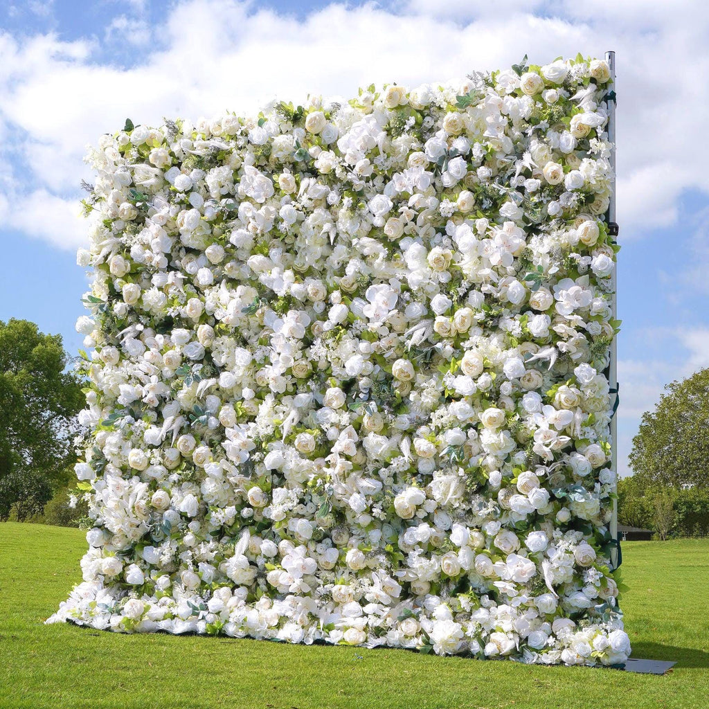 US Stock---5D Rose Flower Wall 8x8ft, Fabric Flower Wall Backdrop, Rolling Up Curtain Wall, Wedding Party Photo Booth Backdrop